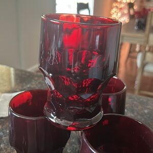 Anchor Hocking Ruby Red Georgian Honeycomb Tumblers - Set of 4